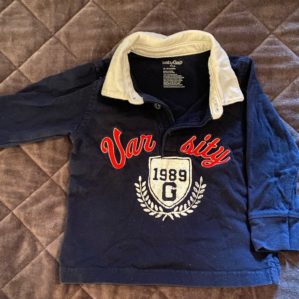 Baby Gap long sleeved blue polo shirt